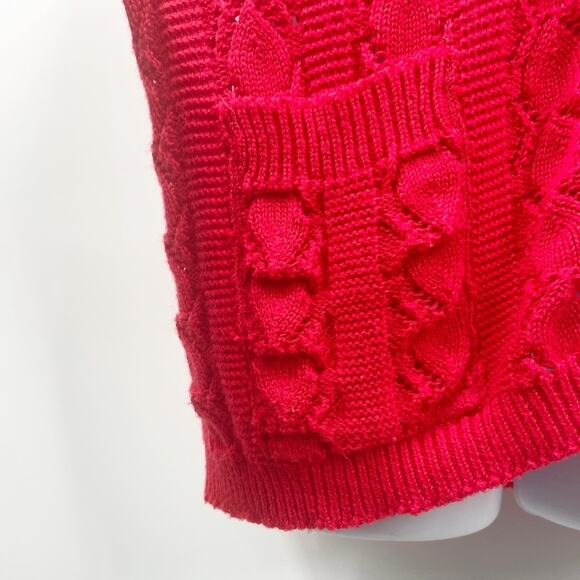 Vintage 60s 70s Red Knit Sweater Vest Sears M L - Picture 5 of 6